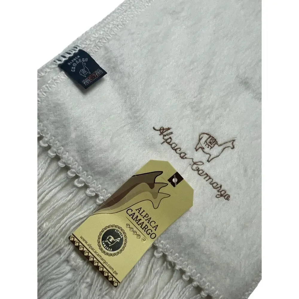 ALPACA CAMARGO PERUVIAN SCARF WINTER 100%ALPACA‎ IVORY COZY SOFT SOPHISTICATED